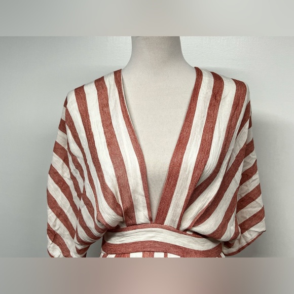 Nwt Essue Macy Blackwell Pink White Hotel Striped ButtonUp open back Dress sz S - Picture 10 of 15